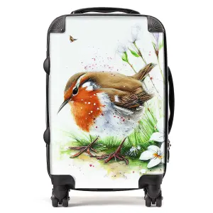 Robin And Daisies Watercolour Suitcase - Cabin