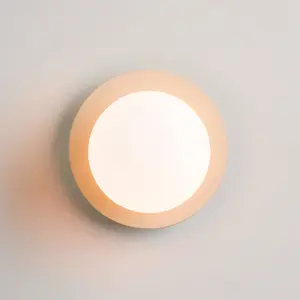 houseof Frosted Glass Opal Ball Shade Disk Wall Light Bathroom Compatible - Off White Sand