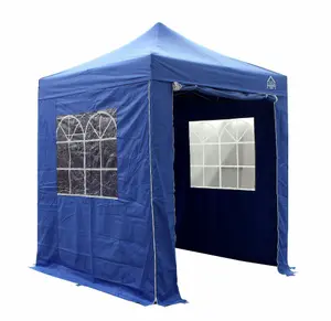 All Seasons Gazebos 2x2 Full Waterproof Pop Up Gazebo with 4 Heavyweight Side Panels and Accessories Royal Blue