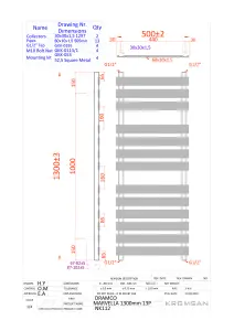 Designer Marvella White Flat Panel Towel Radiator Heated Ladder Rail - 1300 x 500mm - Straight TRV Valve Pair