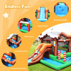 Costway Inflatable Bounce House Jumping Castle w / Slide & Mesh Protection