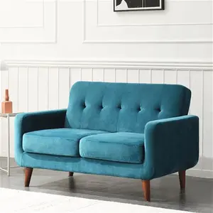 Clarence 2-Seater Teal Velvet Sofa, Two-Seater Blue Fabric Sofa - Daals - Sofas