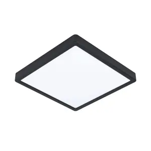 Eglo Fueva-Z Square Black Metal Smart Control Colour Changing LED Ceiling Light, (D) 28.5cm