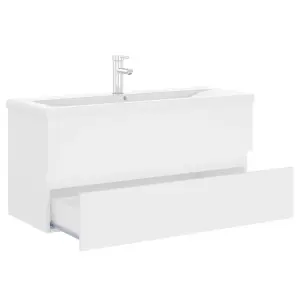 Berkfield Sink Cabinet with Built-in Basin White Engineered Wood