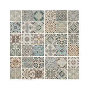 Diriana Multicolour Matt Stone effect Natural stone Mosaic tile sheet, (L)300mm (W)300mm