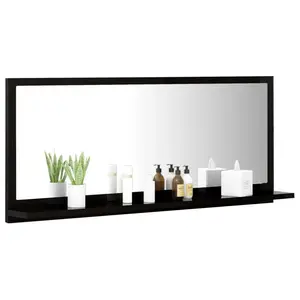 Dorlene Framed Wall Mounted Bathroom Mirror High Gloss Black / 90 cm