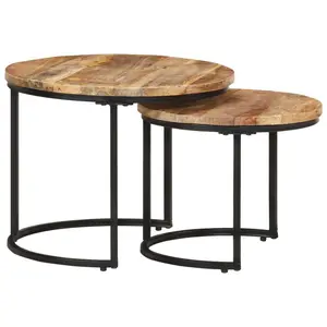 Adalbert Solid Acacia Wood 2 Piece Nest of Tables