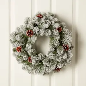 50cm Green Frosted Pinecone Wreath