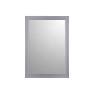 Grey Rectangular Wall-mounted Framed mirror, (H)87cm (W)61cm