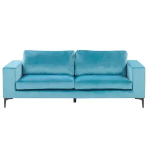 3 Seater Velvet Sofa Light Blue VADSTENA