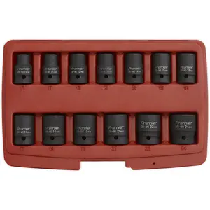 High-Quality 13 Piece Impact Socket Set - 1/2" Drive with Chromoly Steel Construction