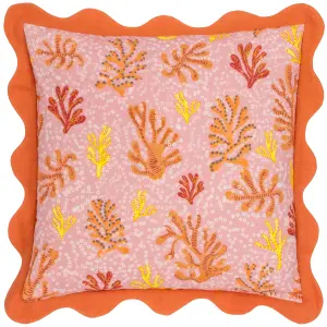 furn. Coral Scalloped Feather Rich Cushion