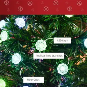 HOMCOM 4ft Prelit Christmas Tree Artificial W/Fibre Optic Decorations LED Light Holiday Home Xmas Decoration-Green | Aosom UK