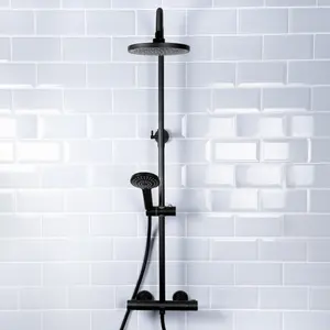 Bristan Divine Matt Black Wall-mounted Thermostatic Mixer Multi head shower