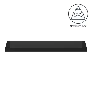 GoodHome Cusko Gloss black Rectangular Floating shelf (L)80cm x (D)23.5cm