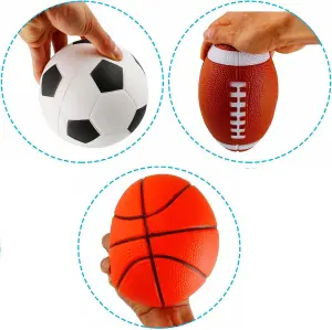 Soft Inflated MINI Sports Balls Pack of 3 Football Rugby Balls Football and Basketball Indoor Outdoor Soft Toys For Children