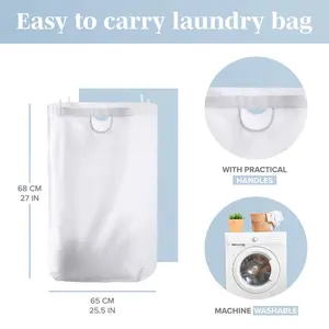 Fabric Laundry Hamper  Light Grey