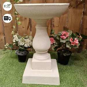 Short Minimalistic Sandstone Birdbath