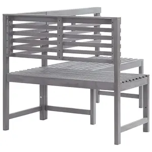 Berkfield Garden Corner Bench Grey 140 cm Solid Acacia Wood