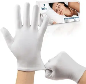 Moisturising Gloves, 7 Pairs Cotton Gloves For Eczema, Night Gloves For Dry Hands, Washable White Cotton Gloves Fits Men And Women