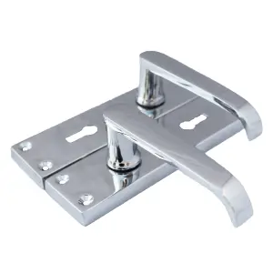 Door Handles Straight Lever Lock Keys Hinge Set - Chrome 150 x 40mm