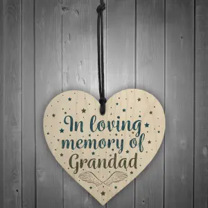 Red Ocean GRANDAD Memorial Plaques Wooden Heart Christmas Bauble Dad Gifts For Grandad Sign Keepsake