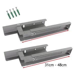 SPARES2GO Universal Extendable Wall Mounting Brackets for Microwave (Silver / Grey)