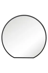 MirrorOutlet The Circulus Black Framed Flat Bottom Circular Wall Mirror 105CM X 100CM