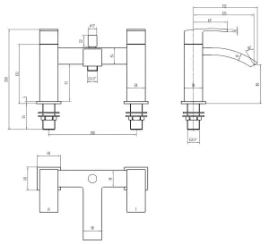 Keenware KBT-558 Luna Belgravia Square Curved Bath Shower Mixer Tap: Matt Black