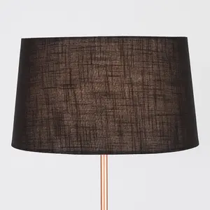 ValueLights Modern Standard Floor Lamp Base In Copper Metal Finish With Black Shade