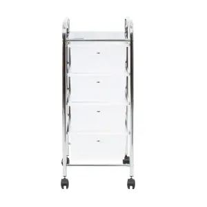 Essentials by Premier 4 White Plastic Drawers Trolley