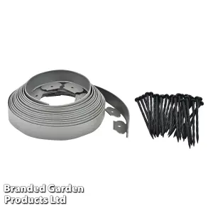 Flexible and Durable Plastic Garden Border Edging 10m Rolls 5cm Tall 24 Long Pegs Easy Installation (Grey)