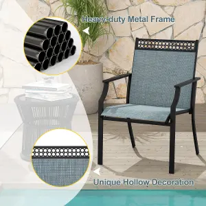 Costway Set of 2 Outdoor Patio Chairs Dining Chair Set Heavy Duty Metal Frame