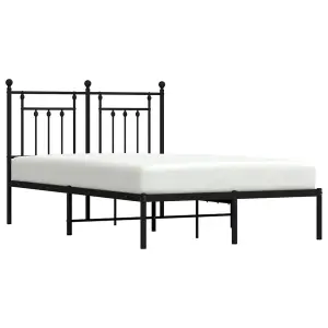 Berkfield Metal Bed Frame with Headboard Black 120x190 cm