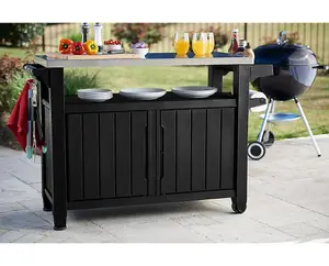 Keter Unity Portable Outdoor Table and Storage Cabinet - Dark Grey