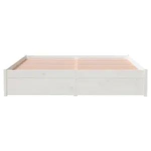 Berkfield Bed Frame White Solid Wood 150x200 cm King Size