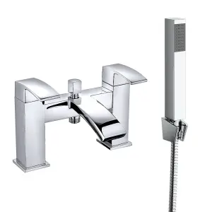 SunDaze Square Bath Shower Mixer Tap Chrome and Hand Held Shower Head