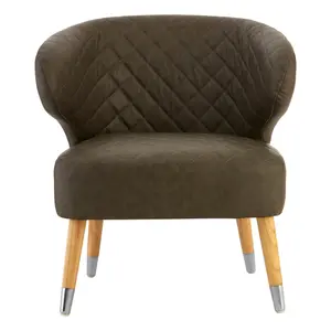 Interiors By Premier Mid Century Brown Faux Leather Wingback Armchair, Elegant Design Comfortable Armchair For Livingroom