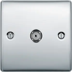 BG Chrome Semi-flush Single TV socket