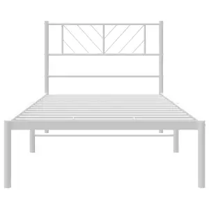 Berkfield Metal Bed Frame with Headboard White 80x200 cm