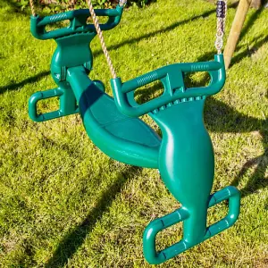 Rebo Moulded Plastic Children's Tandem Glider - Two Child Swing Seat - Green