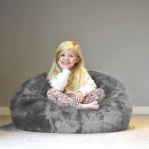 rucomfy Faux Fur Kids Slouchbag Beanbag - Grey