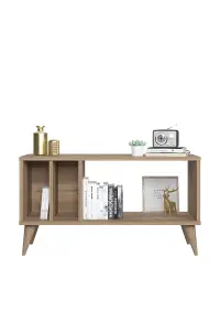 Norm TV Stand with 2 Shelves Small TV Cabinet, 90 x 30 x 49 cm TV Unit Table for TVs up to 42 inch, Oak