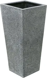 Primrose Poly Terrazzo Stone Black Tall Flared Outdoor Square Planter 91cm