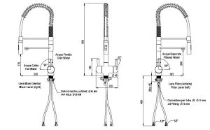 Hommix Tatiana Tall Copper Pull-Out Spray-Hose 3-Way Tap (Triflow Filter Tap)