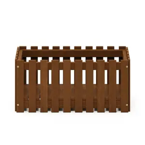 Furinno Tioman Hardwood Slat Style Flower Planter Box in Teak Oil, Natural