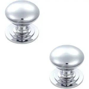 2x Victorian Round Cupboard Door Knob 50mm Dia Polished Chrome Cabinet Handle