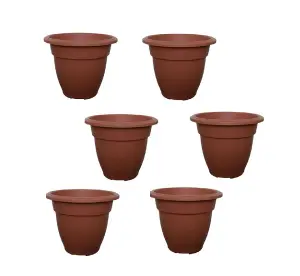 6 x 20cm Terracotta Colour Round Bell Plant Pot Flower Planter Plastic Garden Pot