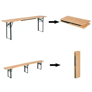 3-Piece Natural Garden Foldable Wooden Table Bench Furniture Set