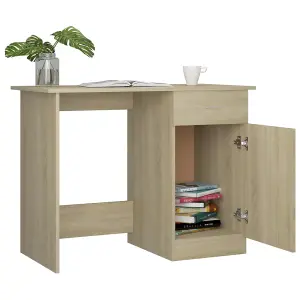 Berkfield Desk Sonoma Oak 100x50x76 cm Engineered Wood